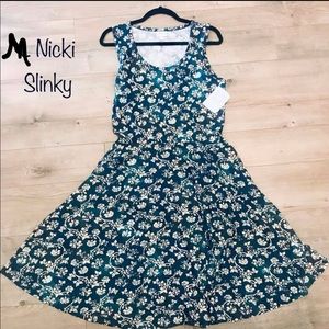 Medium blue/white floral Lularoe Nicki dress